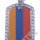 ARMENIA ARMENIAN FLAG Iced Out CZ BLING Charm Dog Tag