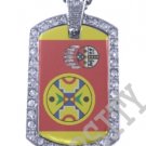 AROOSTOOK AMERICAN INDIAN FLAG Iced Out CZ BLING Dog Tag