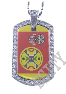 AROOSTOOK AMERICAN INDIAN FLAG Iced Out CZ BLING Dog Tag