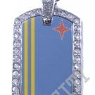 ARUBA ARUBAN FLAG Iced Out CZ BLING Charm Dog Tag