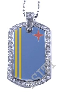 ARUBA ARUBAN FLAG Iced Out CZ BLING Charm Dog Tag