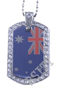 AUSTRALIA FLAG Iced Out CZ BLING Charm Dog Tag