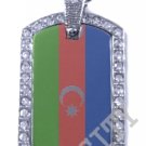 AZERBAIJAN FLAG Iced Out CZ BLING Charm Dog Tag