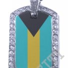 BAHAMAS BAHAMIAN FLAG Iced Out CZ BLING Charm Dog Tag