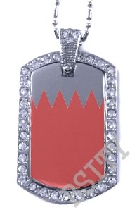 BAHRAIN FLAG Iced Out CZ BLING Charm Dog Tag