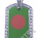 BANGLADESH FLAG PENDANT Iced Out CZ BLING Charm Dog Tag