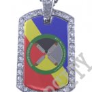 BAY MILLS AMERICAN INDIAN FLAG Iced Out CZ BLING Dog Tag