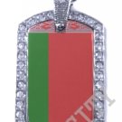 BELARUS BELARUSIAN FLAG PENDANT Iced Out CZ BLING Charm Dog Tag