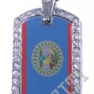 BELIZE BELIZIAN FLAG PENDANT Iced Out CZ BLING Charm Dog Tag