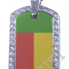 BENIN FLAG PENDANT Iced Out CZ BLING Charm Dog Tag