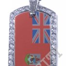 BERMUDA FLAG PENDANT Iced Out CZ BLING Charm Dog Tag