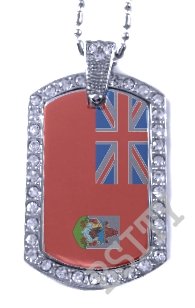 BERMUDA FLAG PENDANT Iced Out CZ BLING Charm Dog Tag