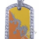 BHUTAN FLAG PENDANT Iced Out CZ BLING Charm Dog Tag