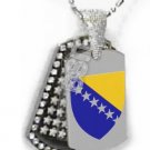 BOSNIA BOSNIAN FLAG COAT OF ARMS Iced Out CZ BLING Charm Dog Tag