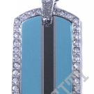 BOTSWANA FLAG PENDANT Iced Out CZ BLING Charm Dog Tag
