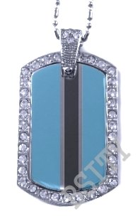BOTSWANA FLAG PENDANT Iced Out CZ BLING Charm Dog Tag