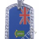 BRITISH VIRGIN ISLANDS FLAG PENDANT Iced Out CZ BLING Charm Dog Tag