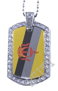 BRUNEI FLAG PENDANT Iced Out CZ BLING Charm Dog Tag