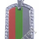 BULGARIA BULGARIAN FLAG PENDANT Iced Out CZ BLING Charm Dog Tag