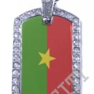 BURKINA FLAG PENDANT Iced Out CZ BLING Charm Dog Tag