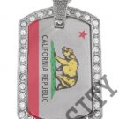 CALIFORNIA STATE FLAG PENDANT Iced Out CZ BLING Charm Dog Tag