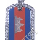 CAMBODIA CAMBODIAN FLAG PENDANT Iced Out CZ BLING Charm Dog Tag