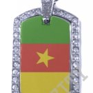 CAMEROON Cameroonian FLAG PENDANT Iced Out CZ BLING Charm Dog Tag