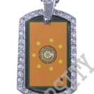 CHEROKEE AMERICAN INDIAN FLAG Iced Out CZ BLING Dog Tag