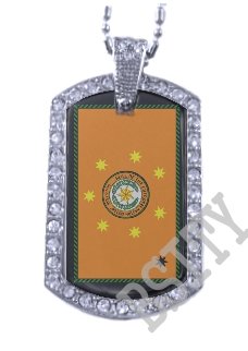 CHEROKEE AMERICAN INDIAN FLAG Iced Out CZ BLING Dog Tag