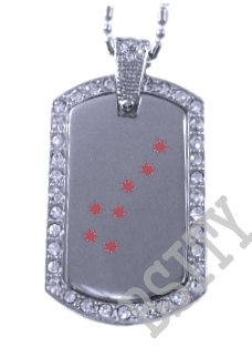 CHEROKEE PEACE INDIAN FLAG Iced Out CZ BLING Dog Tag
