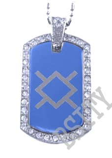 CHEYENNE AMERICAN INDIAN FLAG Iced Out CZ BLING Dog Tag