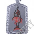 CHINOOK AMERICAN INDIAN FLAG Iced Out CZ BLING Dog Tag