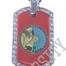 CHIPPEWA CREE INDIAN FLAG Iced Out CZ BLING Dog Tag
