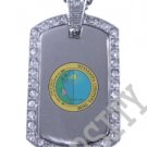 CHIPPEWA Ojibway INDIAN FLAG Iced Out CZ BLING Dog Tag