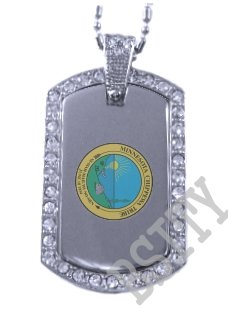 CHIPPEWA Ojibway INDIAN FLAG Iced Out CZ BLING Dog Tag