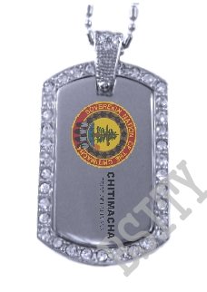 CHITIMACHA INDIAN FLAG Iced Out CZ BLING Dog Tag