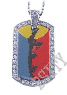 CLATSOP INDIAN FLAG Iced Out CZ BLING Dog Tag