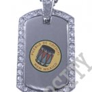 COCHITI PUEBLO INDIAN FLAG Iced Out CZ BLING Dog Tag