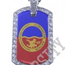 COMANCHE NATION INDIAN FLAG Iced Out CZ BLING Dog Tag