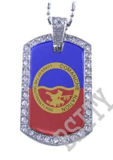 COMANCHE NATION INDIAN FLAG Iced Out CZ BLING Dog Tag