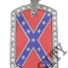CONFEDERATE REBEL FLAG PENDANT Iced Out CZ BLING Charm Dog Tag
