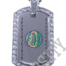 CONFEDERATED SILETZ INDIAN FLAG Iced Out CZ BLING Dog Tag