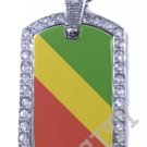 CONGO Congolese FLAG PENDANT Iced Out CZ BLING Charm Dog Tag