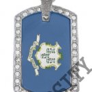 CONNECTICUT STATE FLAG PENDANT Iced Out CZ BLING Charm Dog Tag