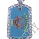 COUER D'ALENE INDIAN FLAG Iced Out CZ BLING Dog Tag
