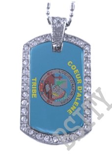 COUER D'ALENE INDIAN FLAG Iced Out CZ BLING Dog Tag