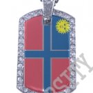 CREEK NATION INDIAN FLAG Iced Out CZ BLING Dog Tag