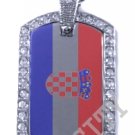 CROATIA CROATIAN FLAG PENDANT Iced Out CZ BLING Charm Dog Tag