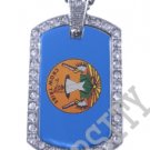 CROW AMERICAN INDIAN FLAG Iced Out CZ BLING Dog Tag