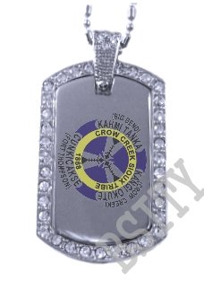 CROW CREEK SIOUX INDIAN FLAG Iced Out CZ BLING Dog Tag